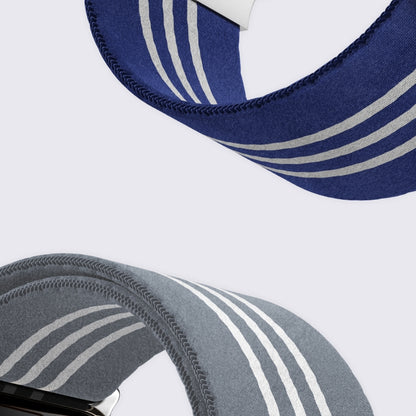 For Apple Watch 46mm / 49mm / 45mm / 44mm Parachute Buckle 3-Stripe Braided Nylon Watch Band(Blue White) by bashfashion