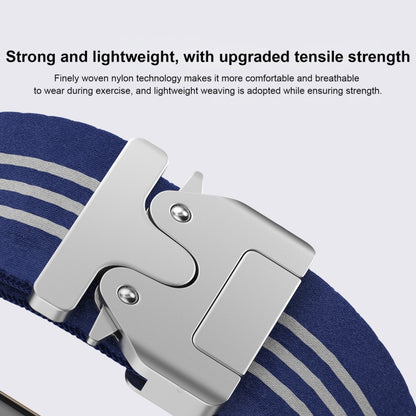 For Apple Watch 42mm / 41mm / 40mm / 38mm Parachute Buckle 3-Stripe Braided Nylon Watch Band(Blue White) by bashfashion