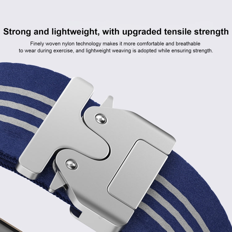 For Apple Watch 46mm / 49mm / 45mm / 44mm Parachute Buckle 3-Stripe Braided Nylon Watch Band(Blue White) by bashfashion