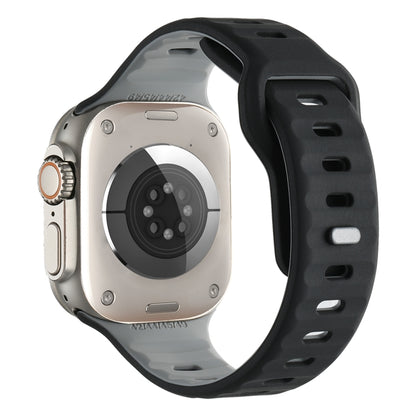 For Apple Watch 42mm / 41mm / 40mm / 38mm Horizontal Stripes Two-Color Silicone Watch Band(Black Grey) by bashfashion