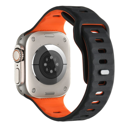 For Apple Watch 42mm / 41mm / 40mm / 38mm Horizontal Stripes Two-Color Silicone Watch Band(Black Orange) by bashfashion