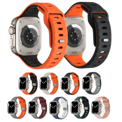 For Apple Watch 46mm / 49mm / 45mm / 44mm Horizontal Stripes Two-Color Silicone Watch Band(Starlight Orange) by bashfashion