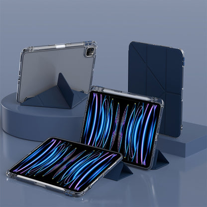 For iPad Air 13 2024 / 2025 mutural Y-Shape Deformation Leather Tablet Case(Navy Blue) by Mutural