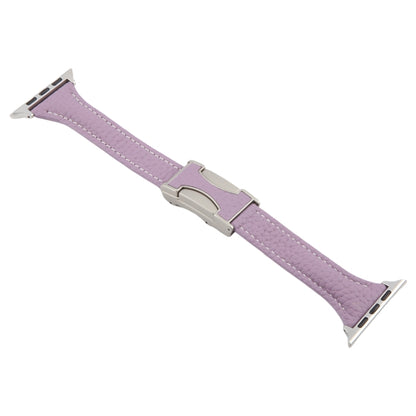 For Apple Watch 42mm / 41mm / 40mm / 38mm Slim Magnetic Buckle Genuine Leather Watch Band(Purple) by bashfashion