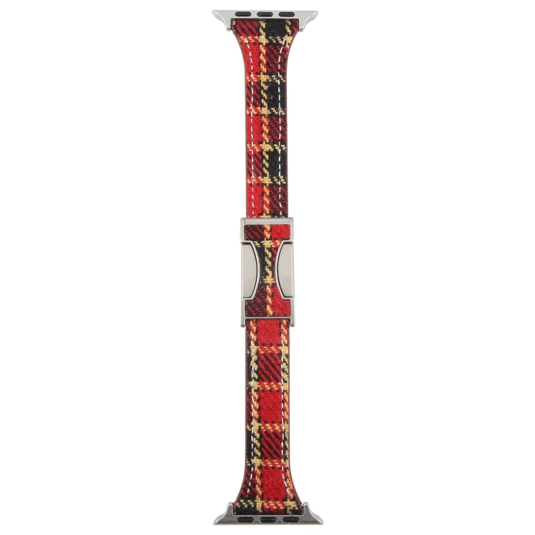 For Apple Watch 46mm / 49mm / 45mm / 44mm Slim Magnetic Buckle Napped Fabric Leather Watch Band(Red) by bashfashion