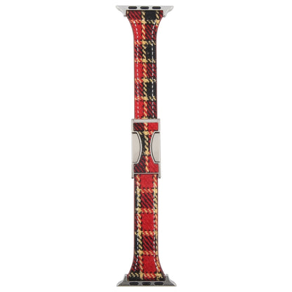 For Apple Watch 46mm / 49mm / 45mm / 44mm Slim Magnetic Buckle Napped Fabric Leather Watch Band(Red) by bashfashion