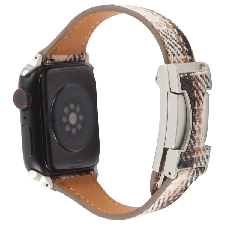 For Apple Watch 46mm / 49mm / 45mm / 44mm Slim Magnetic Buckle Napped Fabric Leather Watch Band(Brown) by bashfashion
