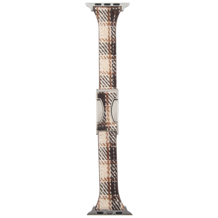 For Apple Watch 46mm / 49mm / 45mm / 44mm Slim Magnetic Buckle Napped Fabric Leather Watch Band(Brown) by bashfashion