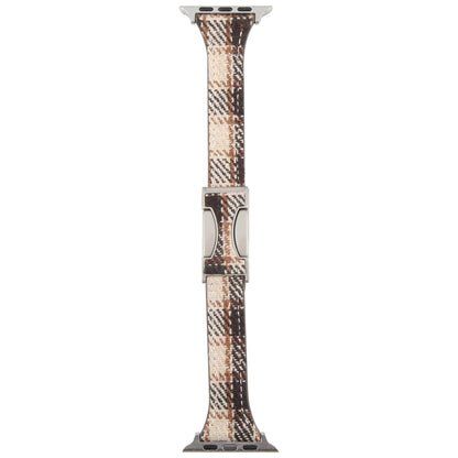 For Apple Watch 46mm / 49mm / 45mm / 44mm Slim Magnetic Buckle Napped Fabric Leather Watch Band(Brown) by bashfashion