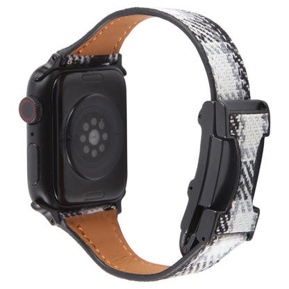 For Apple Watch 42mm / 41mm / 40mm / 38mm Slim Magnetic Buckle Napped Fabric Leather Watch Band(Grey) by bashfashion