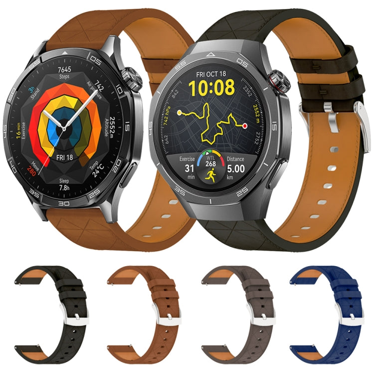 For Huawei Watch GT 5 / GT 5 Pro 46mm Square 22mm Leather Watch Band(Black) by bashfashion