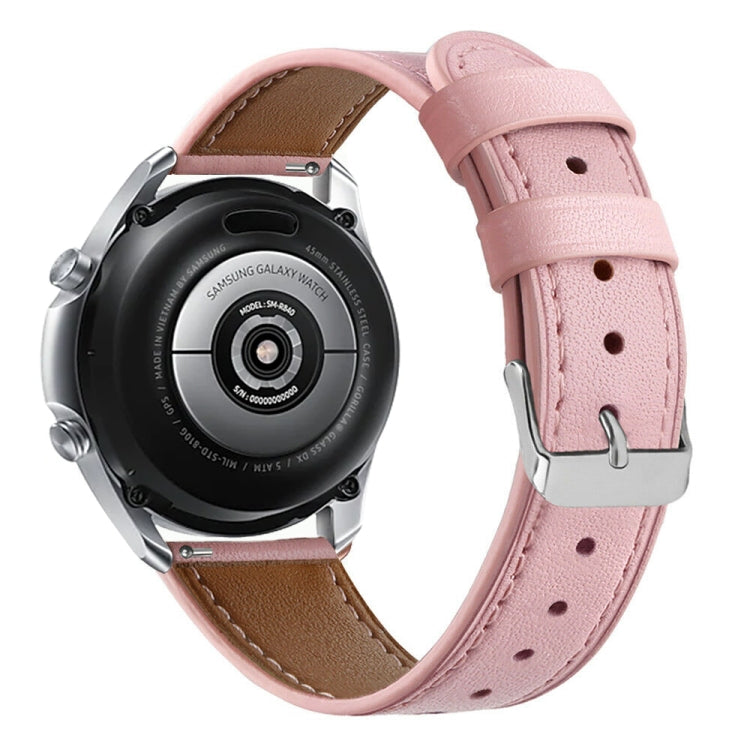 For Galaxy Watch 3 45mm Leather Watch Band(Pink) by bashfashion
