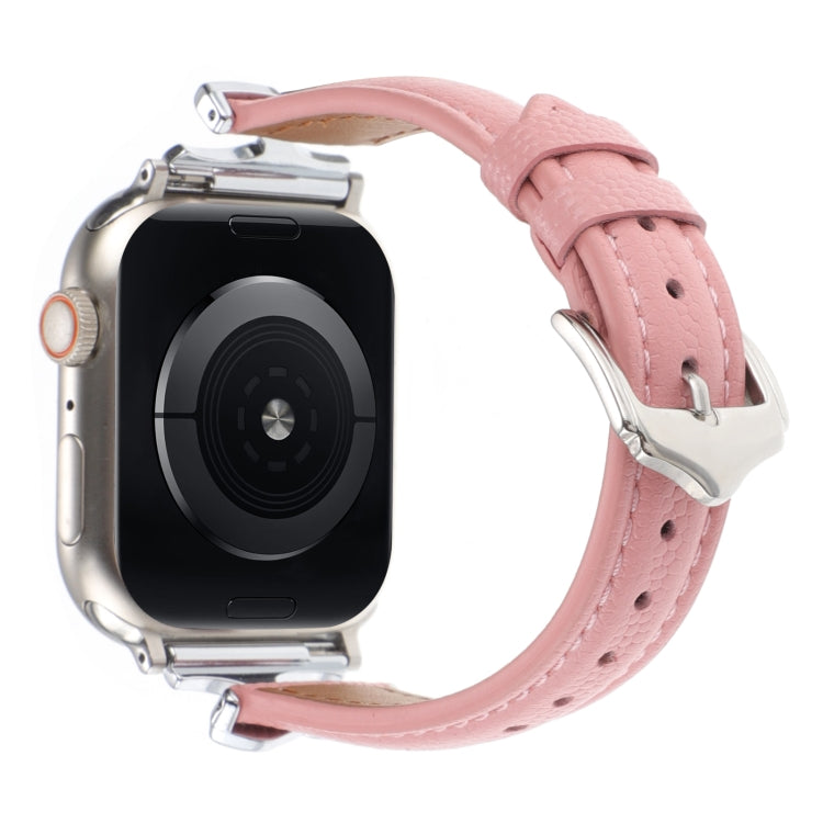 For Apple Watch 42mm / 41mm / 40mm / 38mm X-shaped Buckle Genuine Leather Watch Band(Pink) by bashfashion