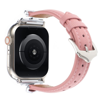 For Apple Watch 42mm / 41mm / 40mm / 38mm X-shaped Buckle Genuine Leather Watch Band(Pink) by bashfashion