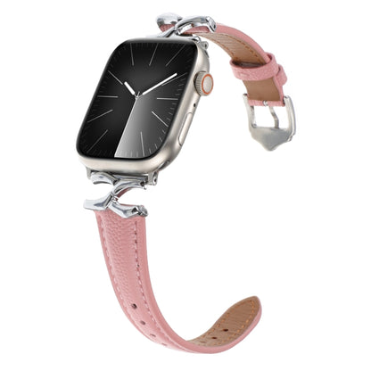 For Apple Watch 42mm / 41mm / 40mm / 38mm X-shaped Buckle Genuine Leather Watch Band(Pink) by bashfashion