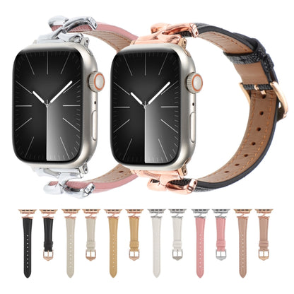 For Apple Watch 42mm / 41mm / 40mm / 38mm X-shaped Buckle Genuine Leather Watch Band(Beige) by bashfashion