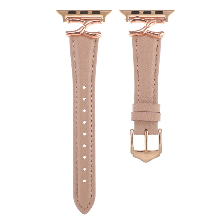 For Apple Watch 46mm / 49mm / 45mm / 44mm X-shaped Buckle Dot Texture Genuine Leather Watch Band(Dark Pink) by bashfashion