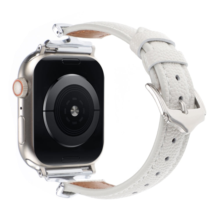 For Apple Watch 42mm / 41mm / 40mm / 38mm X-shaped Buckle Dot Texture Genuine Leather Watch Band(White) by bashfashion