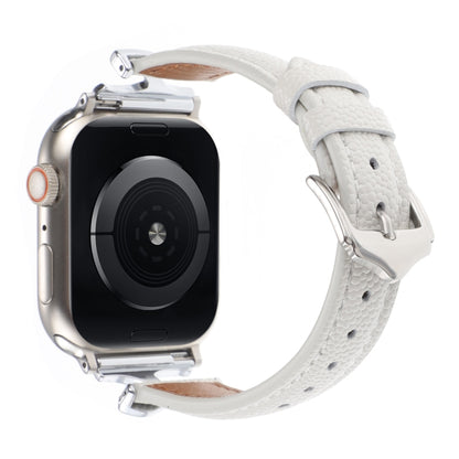 For Apple Watch 42mm / 41mm / 40mm / 38mm X-shaped Buckle Dot Texture Genuine Leather Watch Band(White) by bashfashion