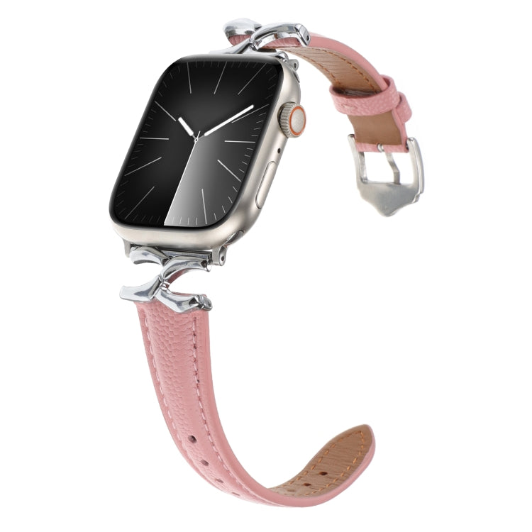 For Apple Watch 42mm / 41mm / 40mm / 38mm X-shaped Buckle Dot Texture Genuine Leather Watch Band(Pink) by bashfashion
