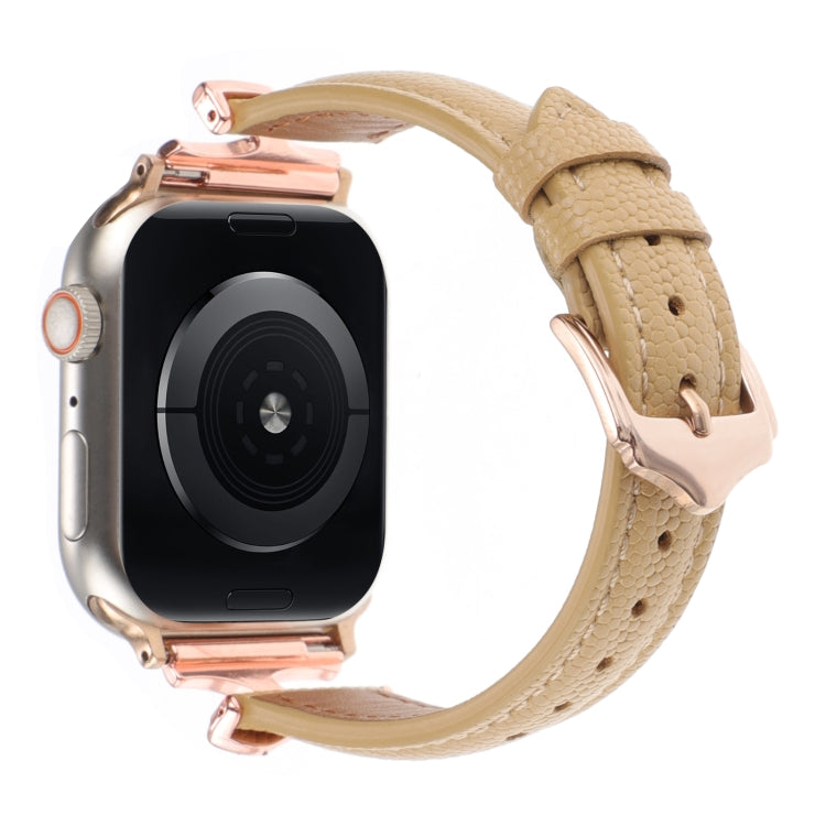 For Apple Watch 42mm / 41mm / 40mm / 38mm X-shaped Buckle Dot Texture Genuine Leather Watch Band(Khaki) by bashfashion