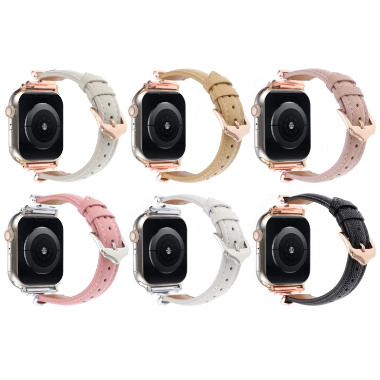 For Apple Watch 42mm / 41mm / 40mm / 38mm X-shaped Buckle Dot Texture Genuine Leather Watch Band(Dark Pink) by bashfashion