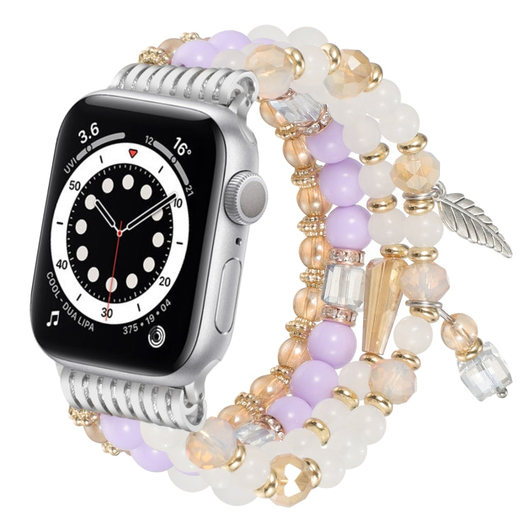 For Apple Watch 46mm / 49mm / 45mm / 44mm Tassel Beaded Chain Watch Band(Purple) by bashfashion