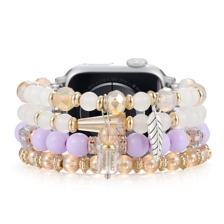 For Apple Watch 46mm / 49mm / 45mm / 44mm Tassel Beaded Chain Watch Band(Purple) by bashfashion
