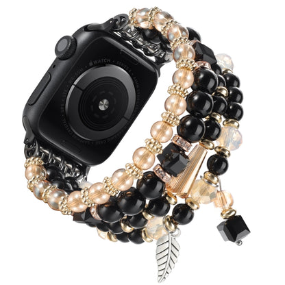For Apple Watch 46mm / 49mm / 45mm / 44mm Tassel Beaded Chain Watch Band(Black) by bashfashion