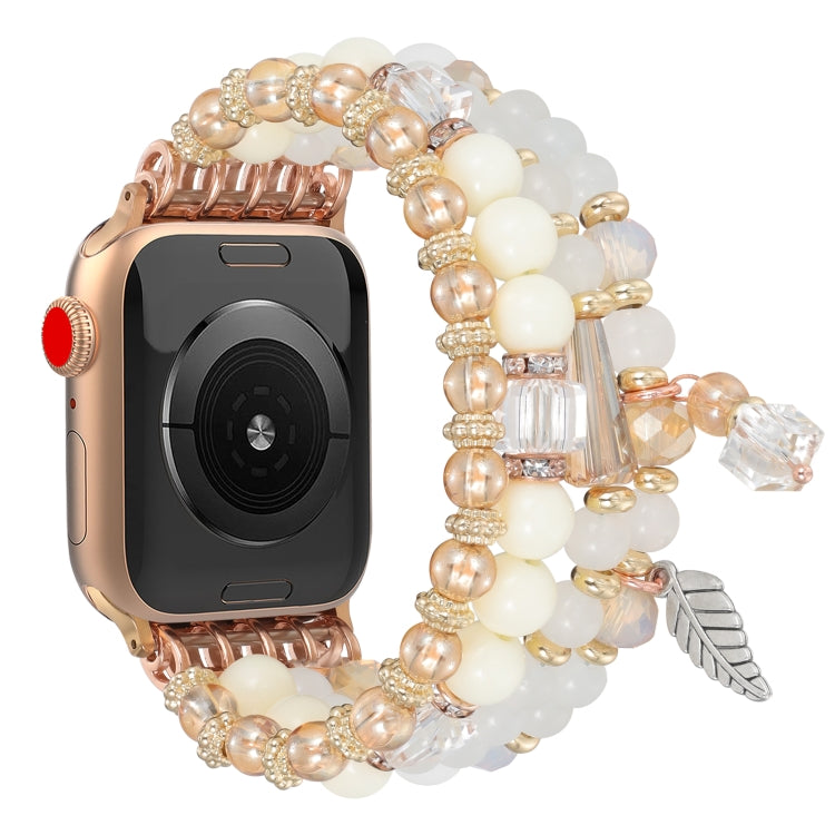 For Apple Watch 46mm / 49mm / 45mm / 44mm Tassel Beaded Chain Watch Band(White) by bashfashion