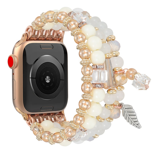 For Apple Watch 46mm / 49mm / 45mm / 44mm Tassel Beaded Chain Watch Band(White) by bashfashion