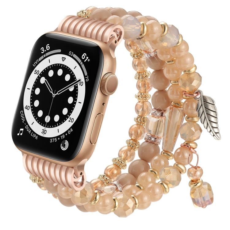 For Apple Watch 42mm / 41mm / 40mm / 38mm Tassel Beaded Chain Watch Band(Rose Gold) by bashfashion