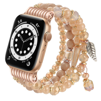 For Apple Watch 42mm / 41mm / 40mm / 38mm Tassel Beaded Chain Watch Band(Rose Gold) by bashfashion