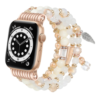 For Apple Watch 42mm / 41mm / 40mm / 38mm Tassel Beaded Chain Watch Band(White) by bashfashion