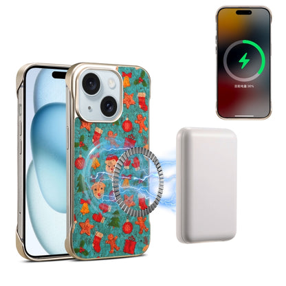 For iPhone 15 Denior A18 Paint MagSafe Phone Case(Christmas) by Denior