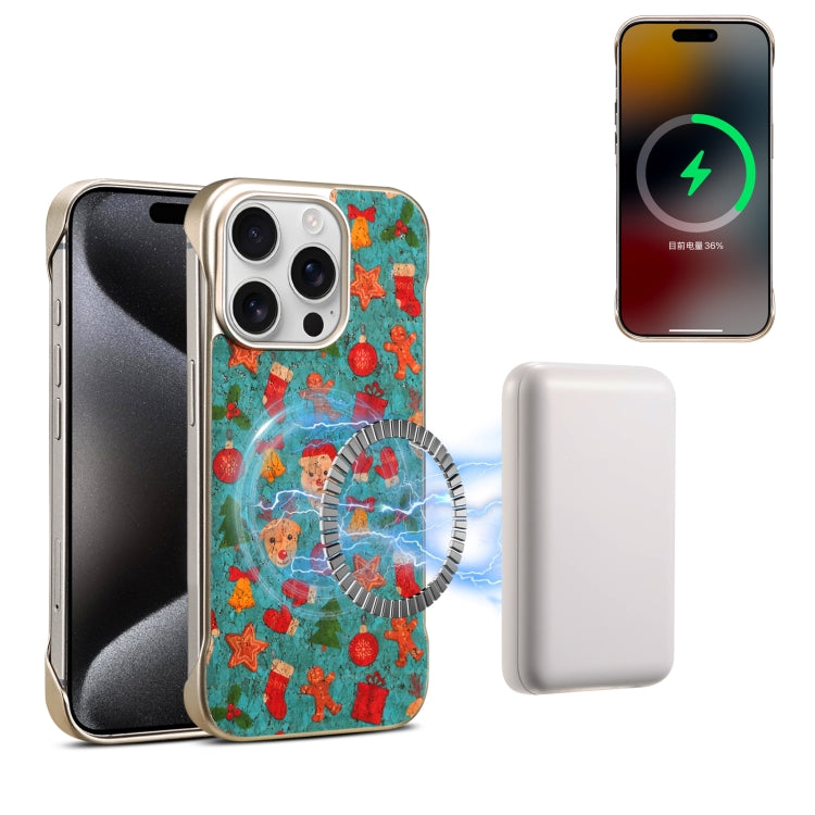 For iPhone 15 Pro Denior A18 Paint MagSafe Phone Case(Christmas) by Denior