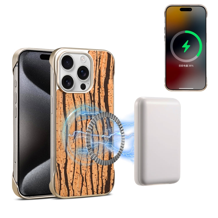 For iPhone 15 Pro Max Denior A18 WoodenPaint MagSafe Phone Case(Tree Pattern) by Denior