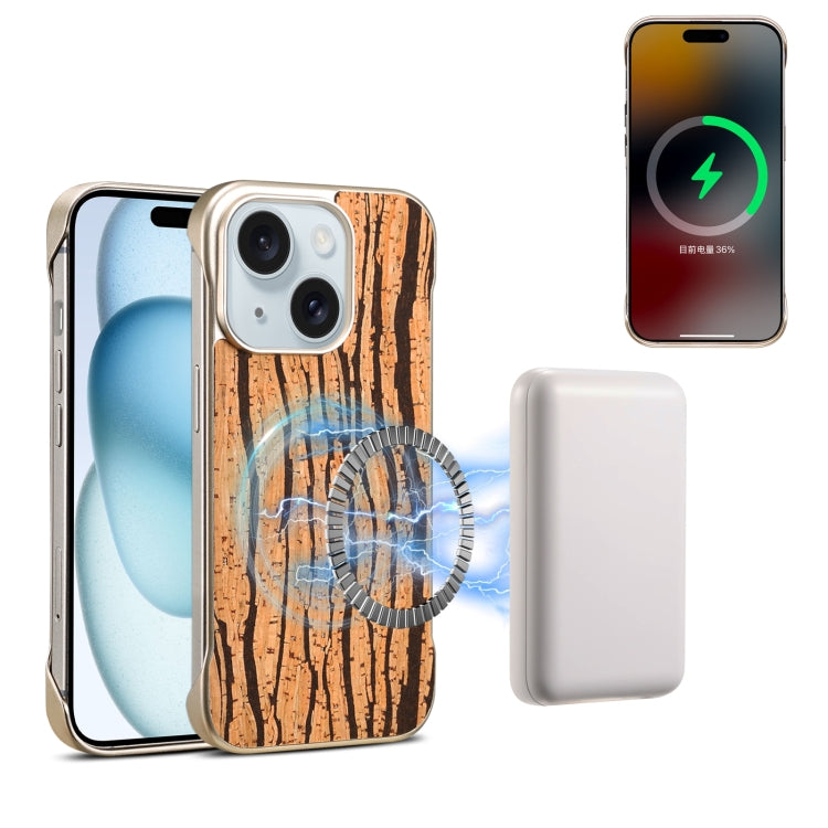 For iPhone 15 Denior A18 WoodenPaint MagSafe Phone Case(Tree Pattern) by Denior