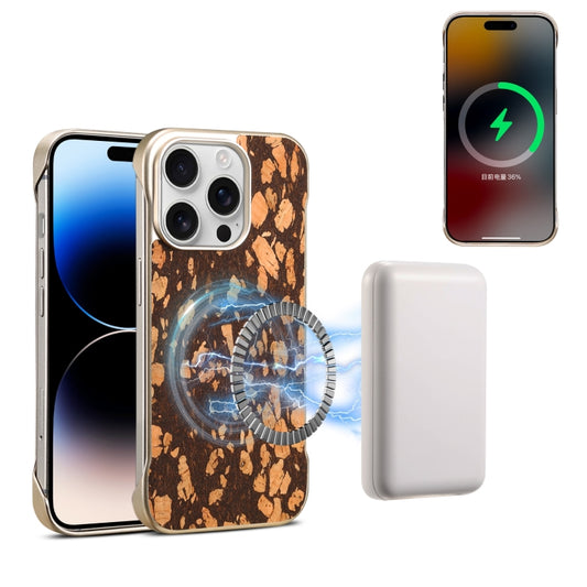 For iPhone 14 Pro Denior A18 WoodenPaint MagSafe Phone Case(Brown) by Denior