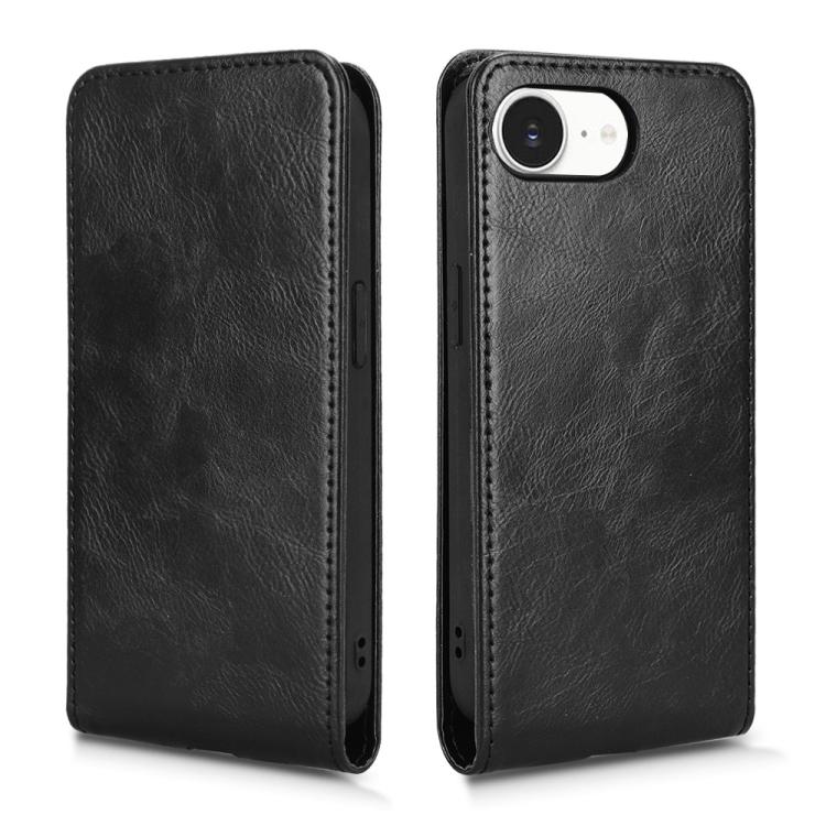 For iPhone 16e Magnetic Vertical Flip Leather Phone Case(Black) by bashfashion