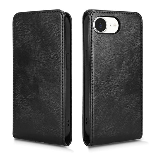 For iPhone 16e Magnetic Vertical Flip Leather Phone Case(Black) by bashfashion