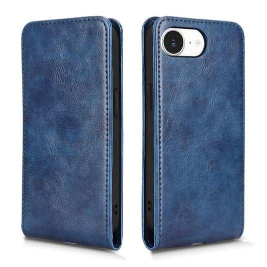 For iPhone 16e Magnetic Vertical Flip Leather Phone Case(Blue) by bashfashion