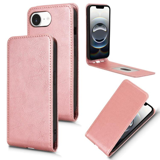 For iPhone 16e Magnetic Vertical Flip Leather Phone Case(Rose Gold) by bashfashion
