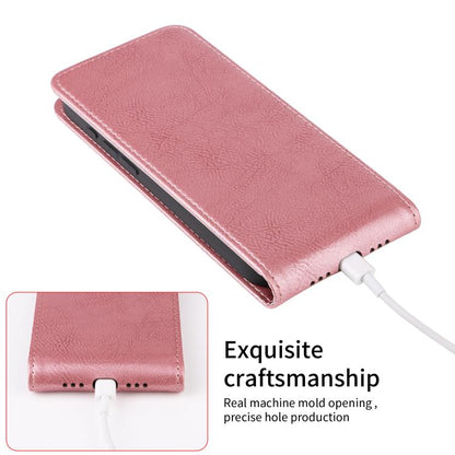 For iPhone 16e Magnetic Vertical Flip Leather Phone Case(Rose Gold) by bashfashion