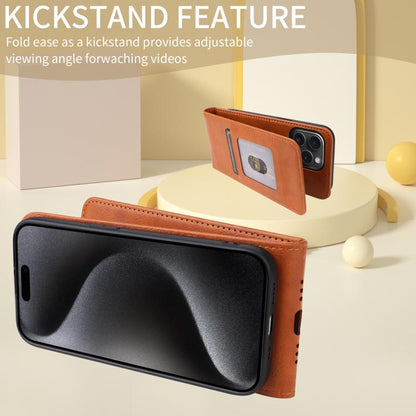 For iPhone 16e Magnetic Vertical Flip Leather Phone Case(Brown) by bashfashion