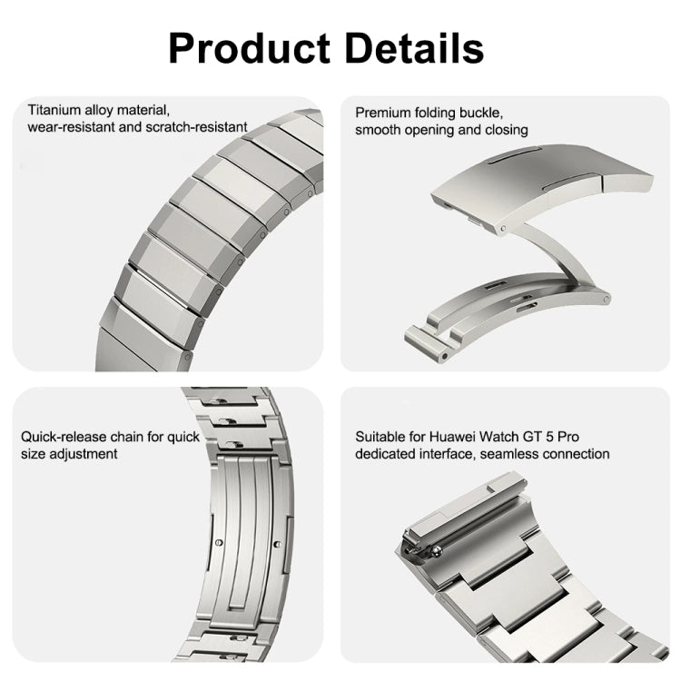 For Huawei Watch GT 5 Pro Folding Clasp Titanium Metal Quick Release Watch Band(Black) by bashfashion