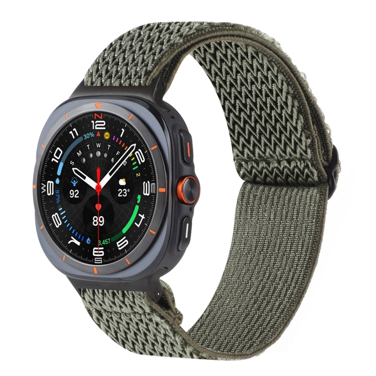 For Samsung Galaxy Watch Ultra 47mm / Ultra 2025 Wave Pattern Nylon Braided Watch Band(Army Green) by bashfashion