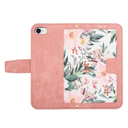 For iPhone 16e Floral Pattern Leather Phone Case with Lanyard(Pink) by bashfashion