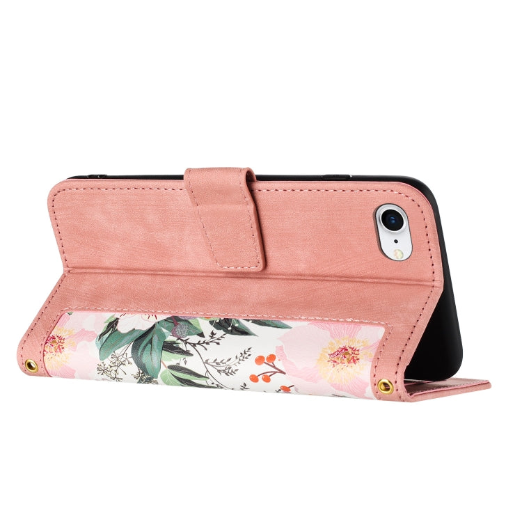 For iPhone 16e Floral Pattern Leather Phone Case with Lanyard(Pink) by bashfashion