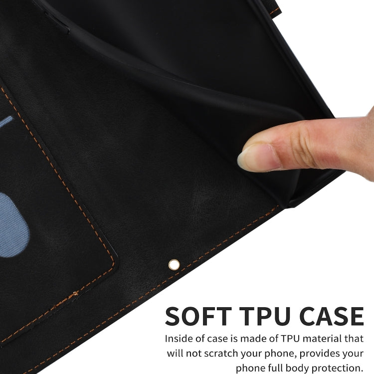 For iPhone 16e Floral Pattern Leather Phone Case with Lanyard(Black) by bashfashion